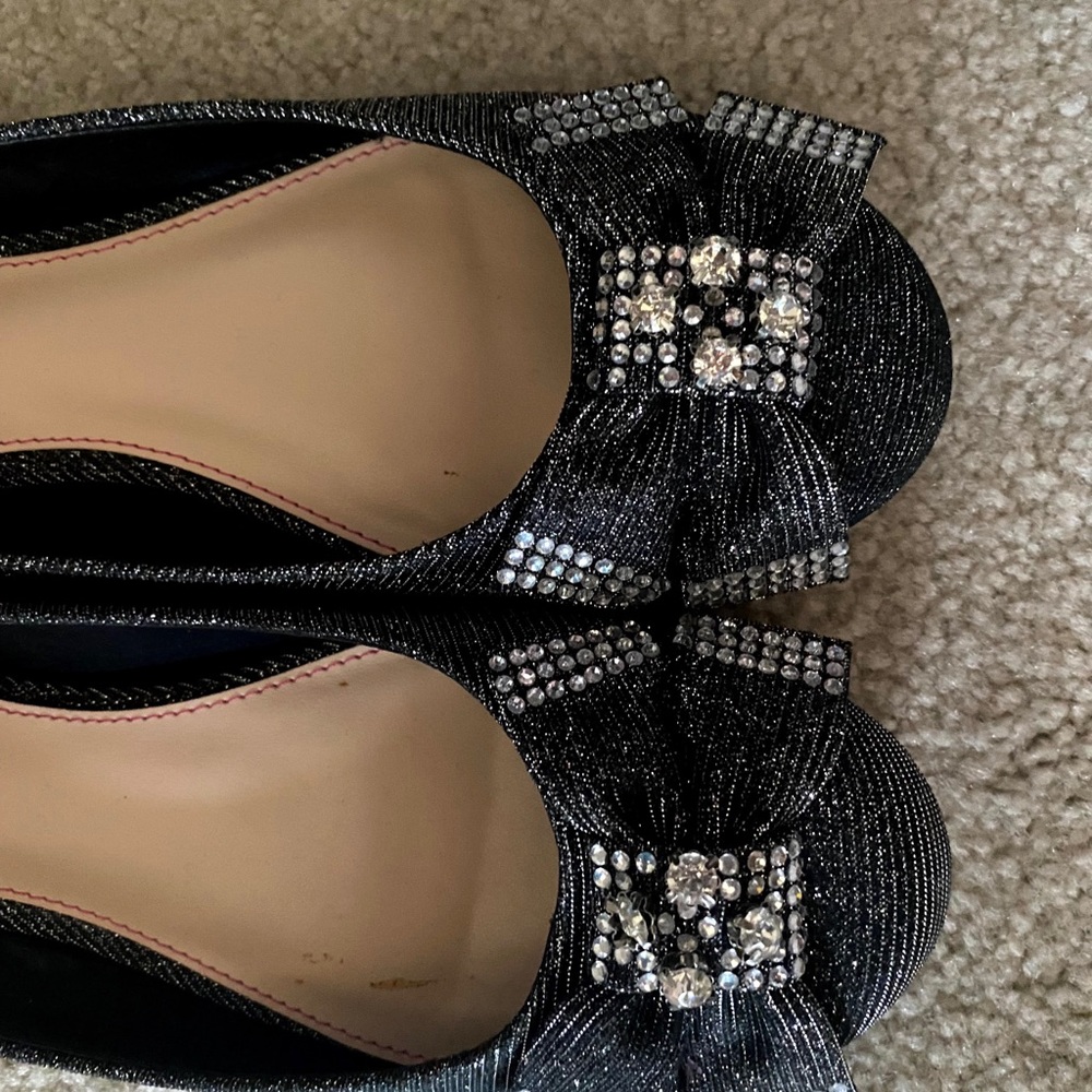 Betsey Johnson black sparkle flats. Worn once. Ready to ship.
